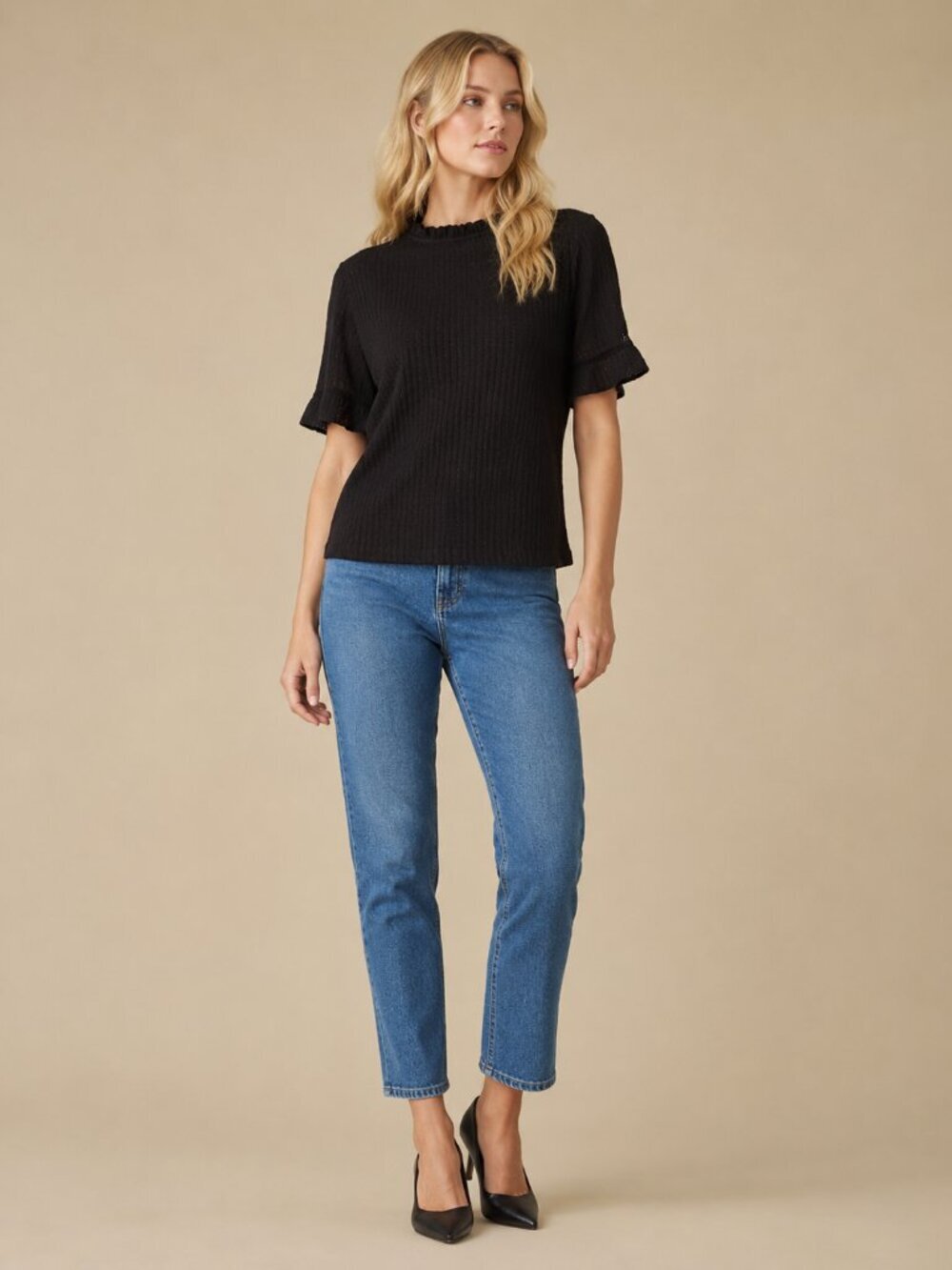 NWT J. Crew Puff Sleeve Pointelle Top Black Large #A3068